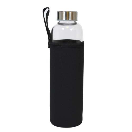 Botella fe vidrio con filtro con funda