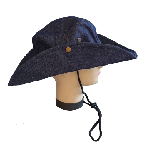 GORRO PESCADOR MEZCLILLA AZUL C/ CORDON Y BROCHE.