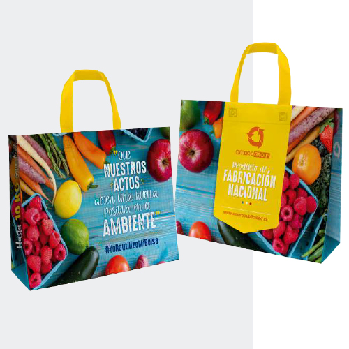 Bolsa laminada reutilizable con fuelle y manilla