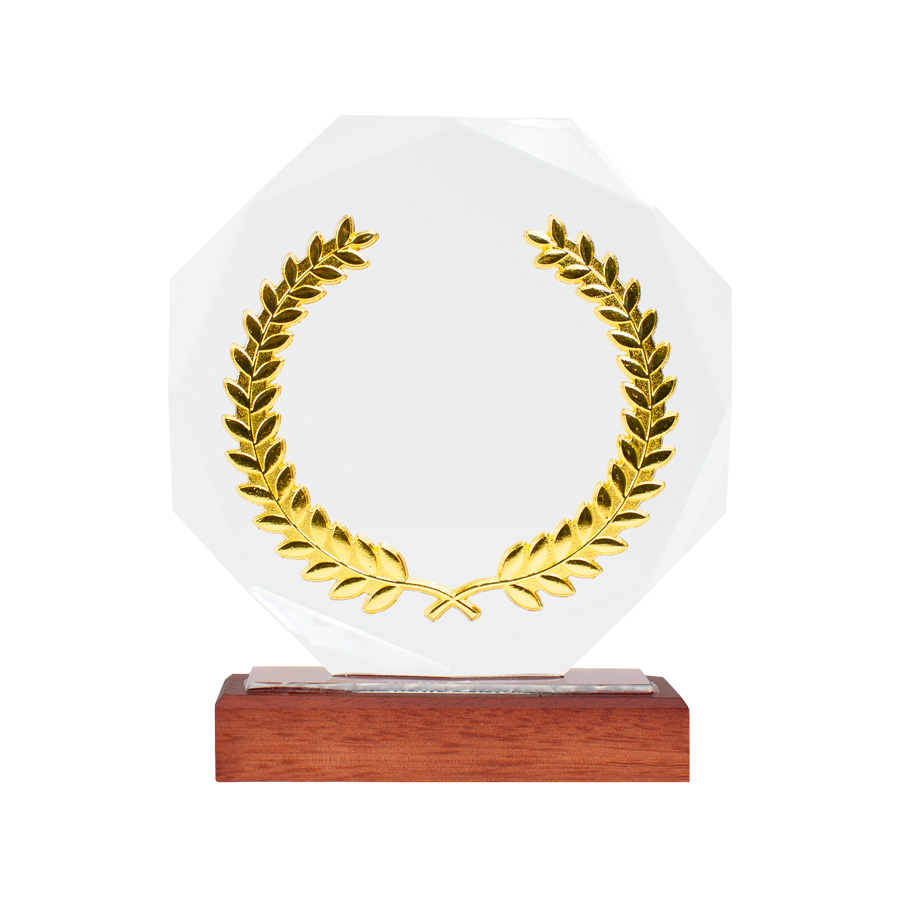 Trofeo Galvano de Madera, Cristal y Acero 